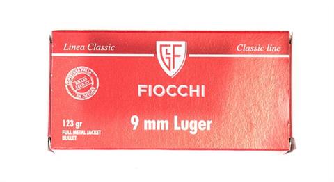 Pistolenpatronen 9 mm Luger, 123gr FMJ Fiocchi , § B