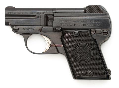 Pistole Steyr-Pieper Kipplauf Modell 1909 Kal. 6,35 Browning #122587A § B +ACC
