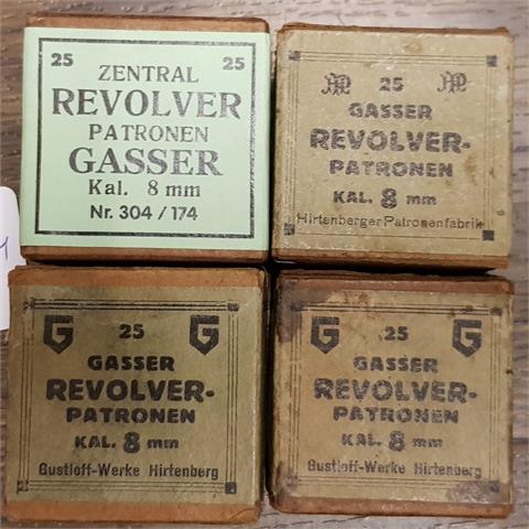 Sammler/Revolverpatronen 8 mm Gasser 4 Packungen § B